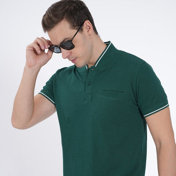 SLIM FIT HIGH NECK COTTON POLO SHIRT