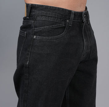 BLACK MID WASH LOOSE FIT JEANS