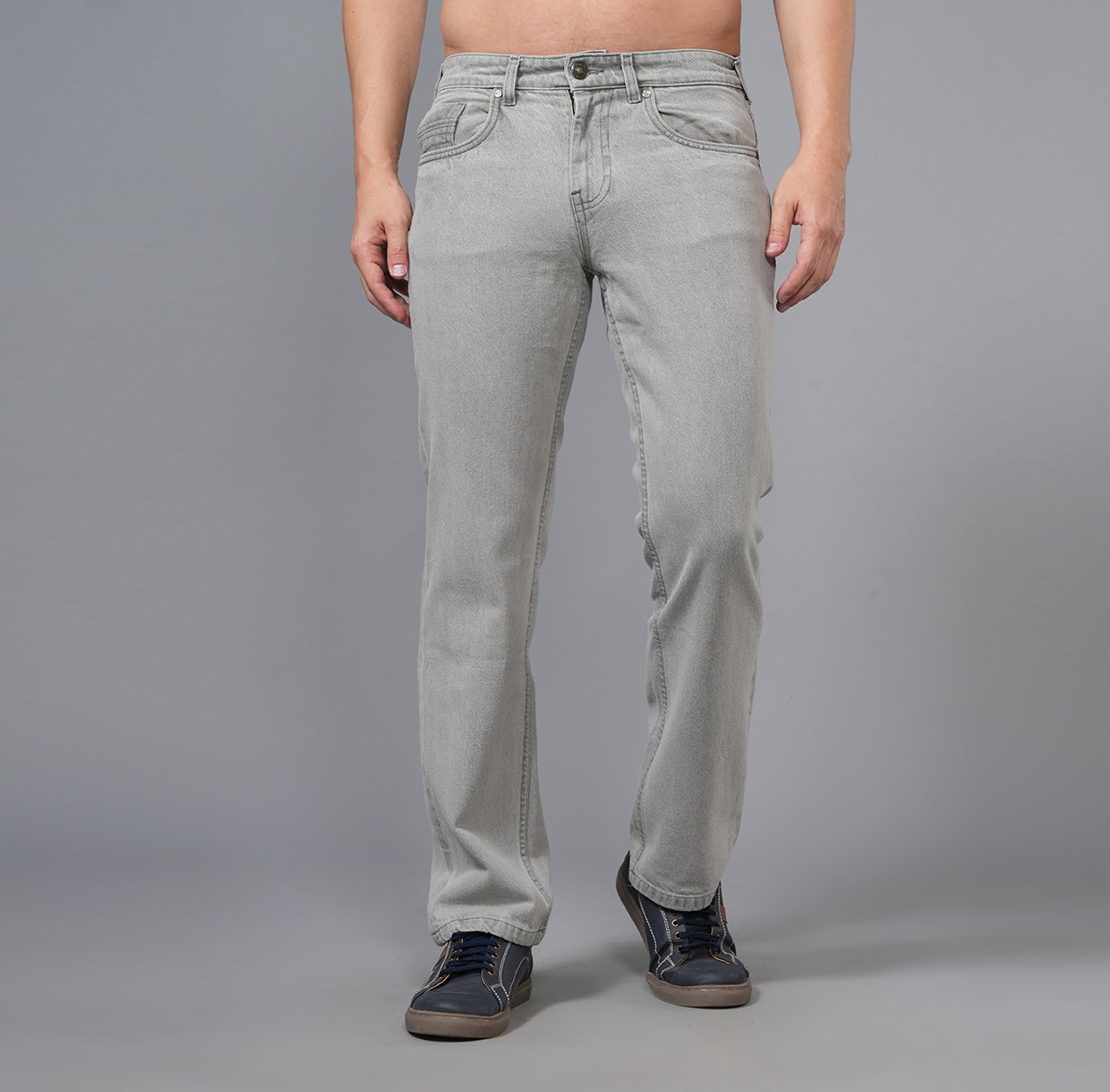 LIGHT GREY STRAIGHT FIT JEANS