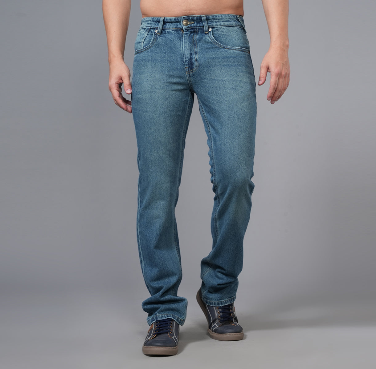 MID INDIGO STRAIGHT FIT JEANS