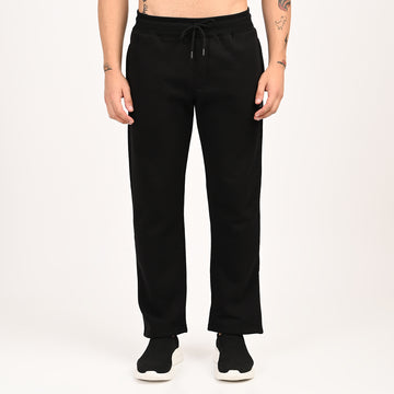BLACK STRAIGHT FIT FLEECE LOWER