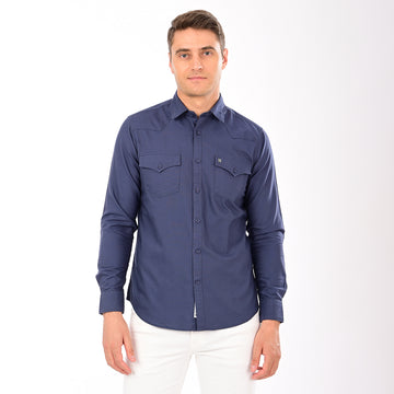 SOLID FULL SLEEVES CASUAL FIT COTTON SHIRT