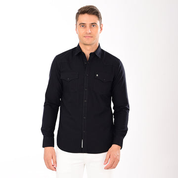 SOLID FULL SLEEVES CASUAL FIT COTTON SHIRT