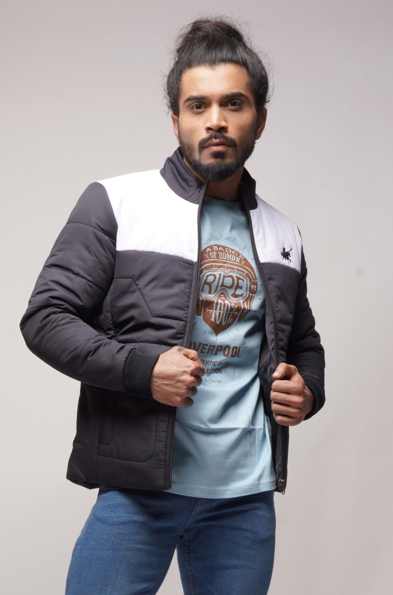 Double Stripe Sleeve Bomber Jacket main image 1