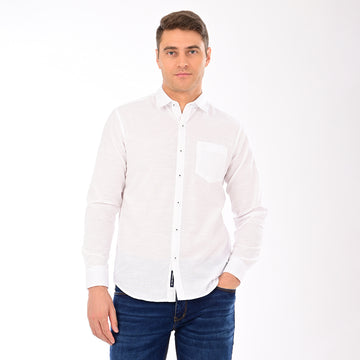 SOLID SLUB FULL SLEEVES CASUAL FIT COTTON SHIRT