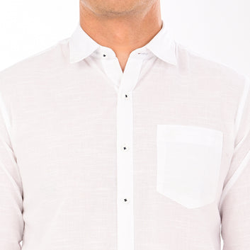 SOLID SLUB FULL SLEEVES CASUAL FIT COTTON SHIRT