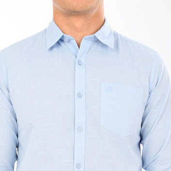 SOLID SLUB FULL SLEEVES CASUAL FIT COTTON SHIRT