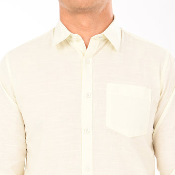 SOLID SLUB FULL SLEEVES CASUAL FIT COTTON SHIRT