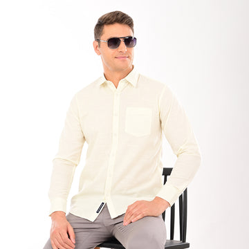 SOLID SLUB FULL SLEEVES CASUAL FIT COTTON SHIRT