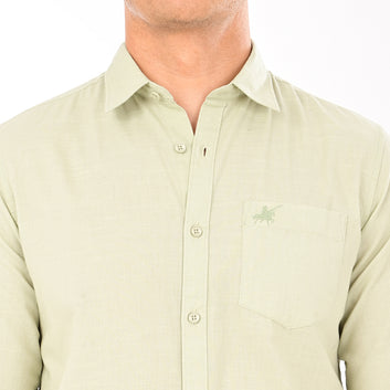 SOLID SLUB FULL SLEEVES CASUAL FIT COTTON SHIRT