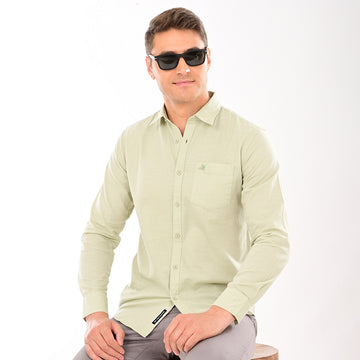 SOLID SLUB FULL SLEEVES CASUAL FIT COTTON SHIRT