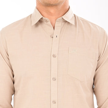 SOLID SLUB FULL SLEEVES CASUAL FIT COTTON SHIRT