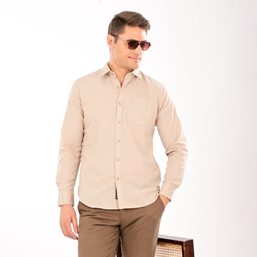 SOLID SLUB FULL SLEEVES CASUAL FIT COTTON SHIRT